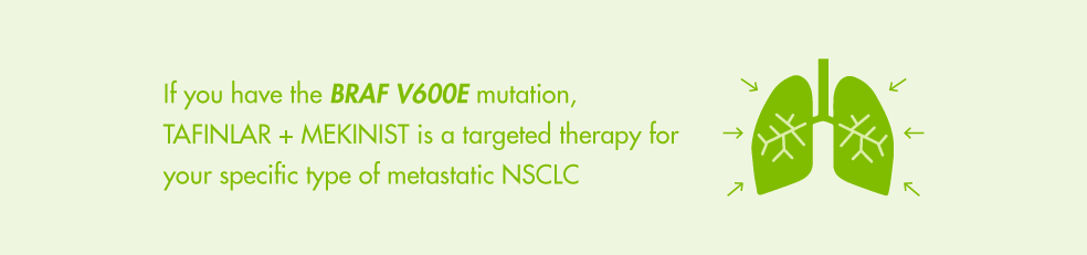If you have the BRAF V600E mutation, TAFINLAR + MEKINIST is a targeted therapy for your specific type of metastatic NSCLC